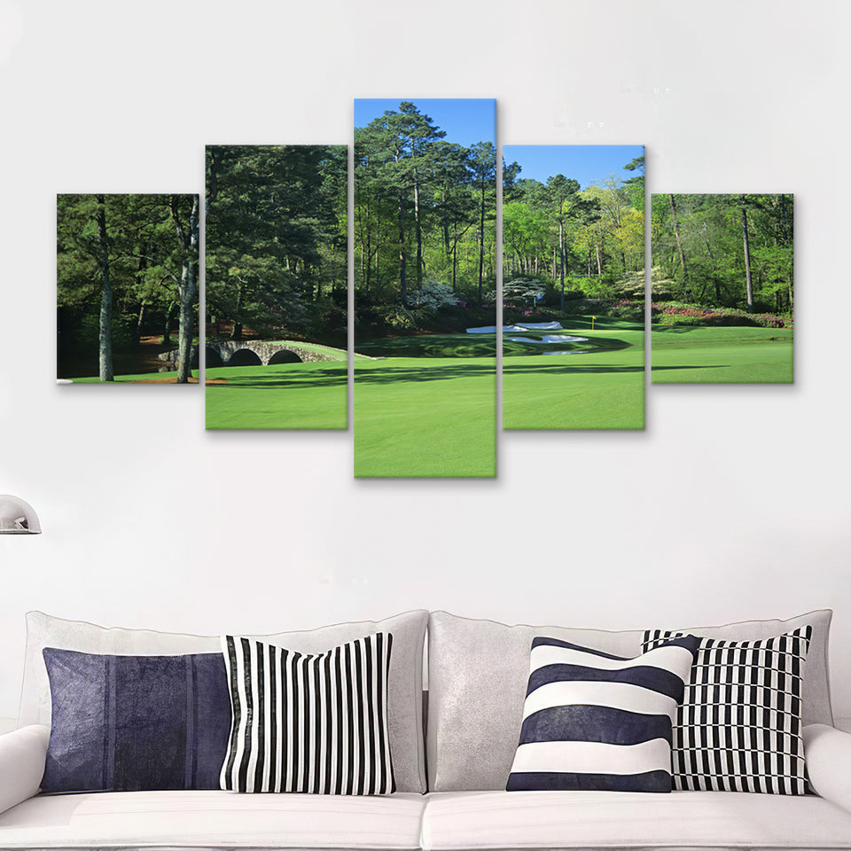 Augusta National Golf Course  5 Pieces Canvas Prints Wall Art - Painting Canvas, Multi Panel, Home Wall Decor, For Sale