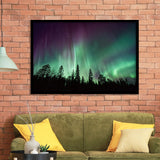 Aurora Polaris Winter Forest Art, Northern Lights Photo Framed Art Prints Wall Art Decor,Black Frame, Ready to hang