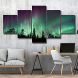 Aurora Polaris Winter Forest Canvas Art, Northern Lights Photo Multi Panels,Canvas Prints Wall Art Home Decor