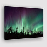 Aurora Polaris Winter Forest Canvas Art, Northern Lights Photo Canvas Prints Wall Art Decor - Painting Canvas, Ready to hang