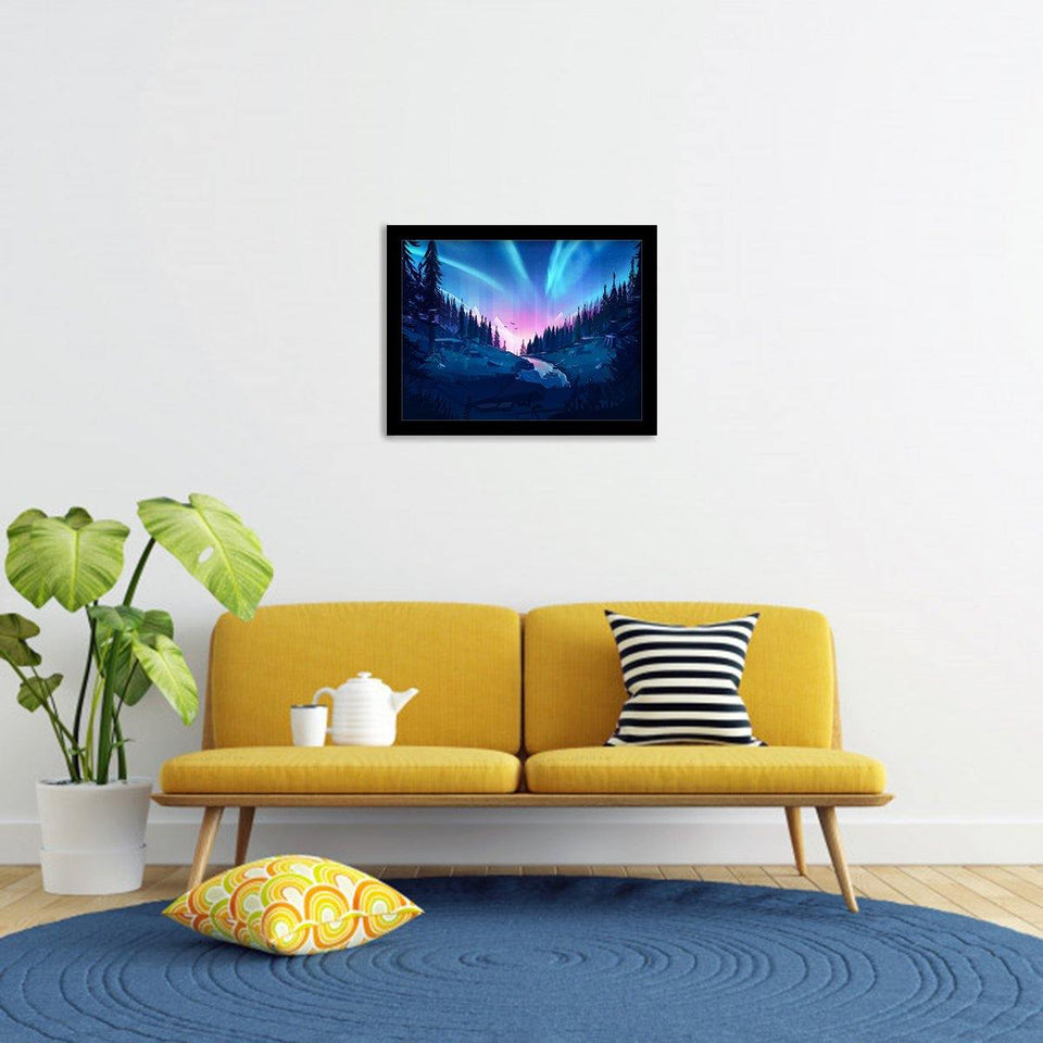 Auroral Forest-Forest art, Art print, Plexiglass Cover