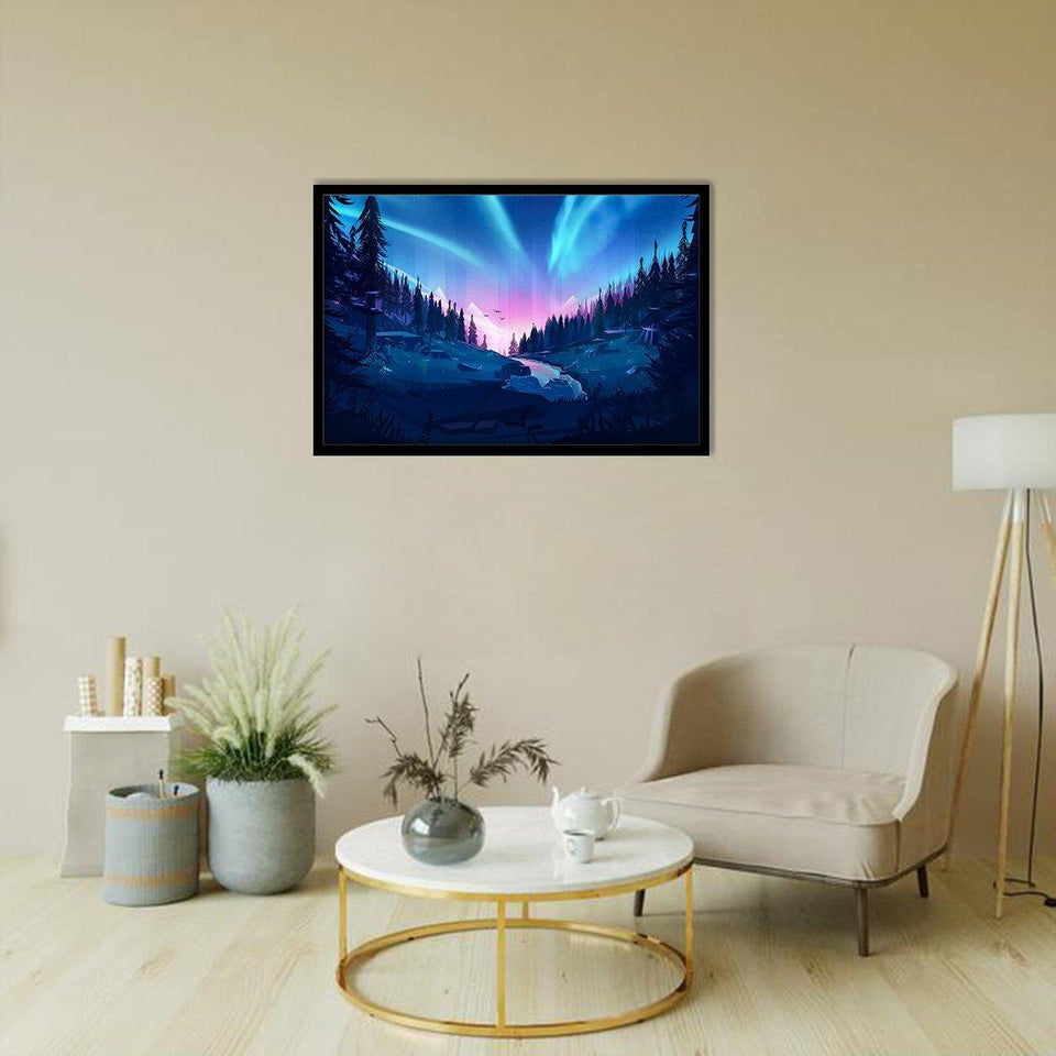 Auroral Forest-Forest art, Art print, Plexiglass Cover