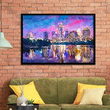 Austin Texas Usa Downtown Skyline On V1 City Art Watercolor Framed Art Prints Wall Art Decor,Framed Picture