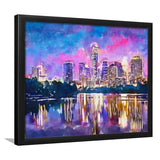 Austin Texas Usa Downtown Skyline On V1 City Art Watercolor Framed Art Prints Wall Art Decor,Framed Picture
