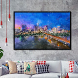 Austin Texas Usa Downtown Skyline Over City Art Watercolor Framed Art Prints Wall Art Decor,Framed Picture