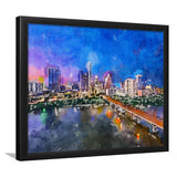 Austin Texas Usa Downtown Skyline Over City Art Watercolor Framed Art Prints Wall Art Decor,Framed Picture