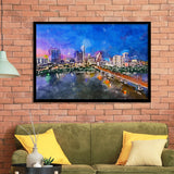 Austin Texas Usa Downtown Skyline Over City Art Watercolor Framed Art Prints Wall Art Decor,Framed Picture