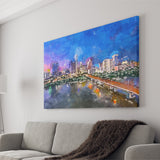 Austin Texas Usa Downtown Skyline Over City Art Watercolor Canvas Prints Wall Art Home Decor, Large Canvas