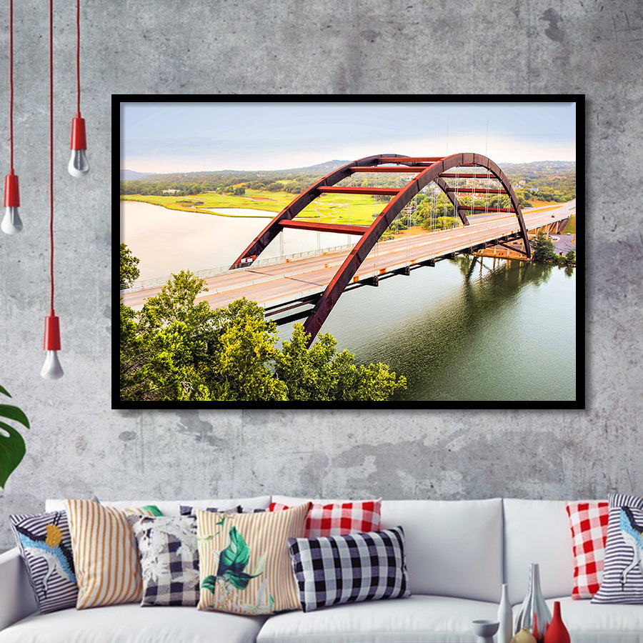 Austin Bridge, Austin Framed Art Prints Wall Art Decor,Black Frame, Ready to hang