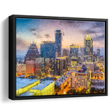 Austin Downtown Framed Canvas Prints Wall Art Decor - Paiting Canvas, Art Prints, Floating Frame