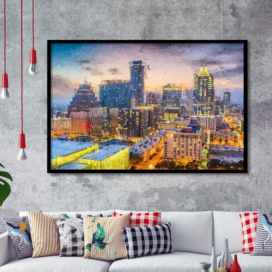 Austin Downtown Framed Art Prints Wall Decor - Painting Prints, Framed Picture, Home Decor