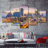 Austin Downtown 5 Piece Canvas Prints Wall Art Decor - Painting Canvas, Multi Panels