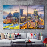 Austin Downtown 5 Piece B Canvas Prints Wall Art Decor - Painting Canvas, Multi Panels