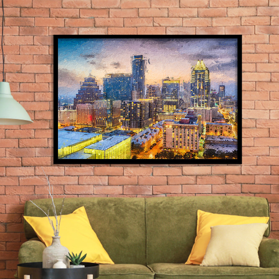 Austin Downtown Framed Art Prints Wall Decor - Painting Prints, Framed Picture, Home Decor