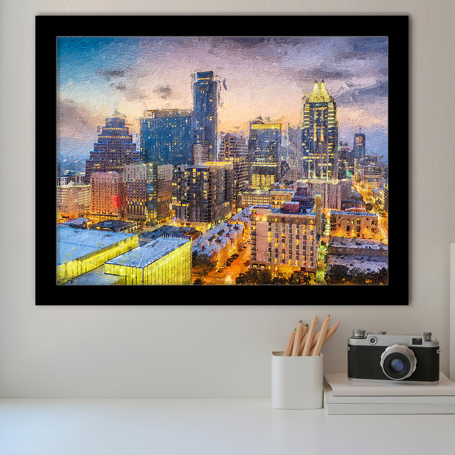 Austin Downtown Framed Art Prints Wall Decor - Painting Prints, Framed Picture, Home Decor