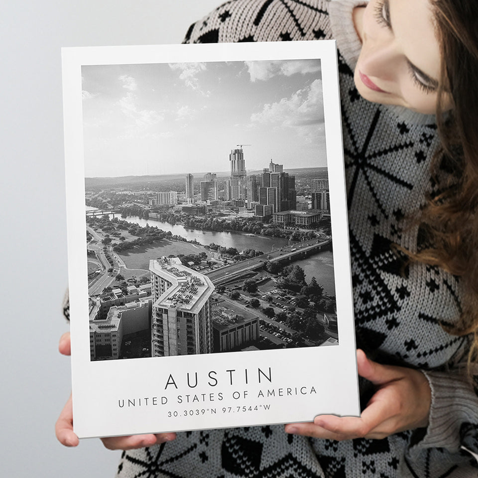 Austin, Usa Black And White Art Canvas Prints Wall Art Home Decor