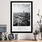 Austin, Usa Black And White Art Framed Art Prints Wall Art Decor, Framed Picture