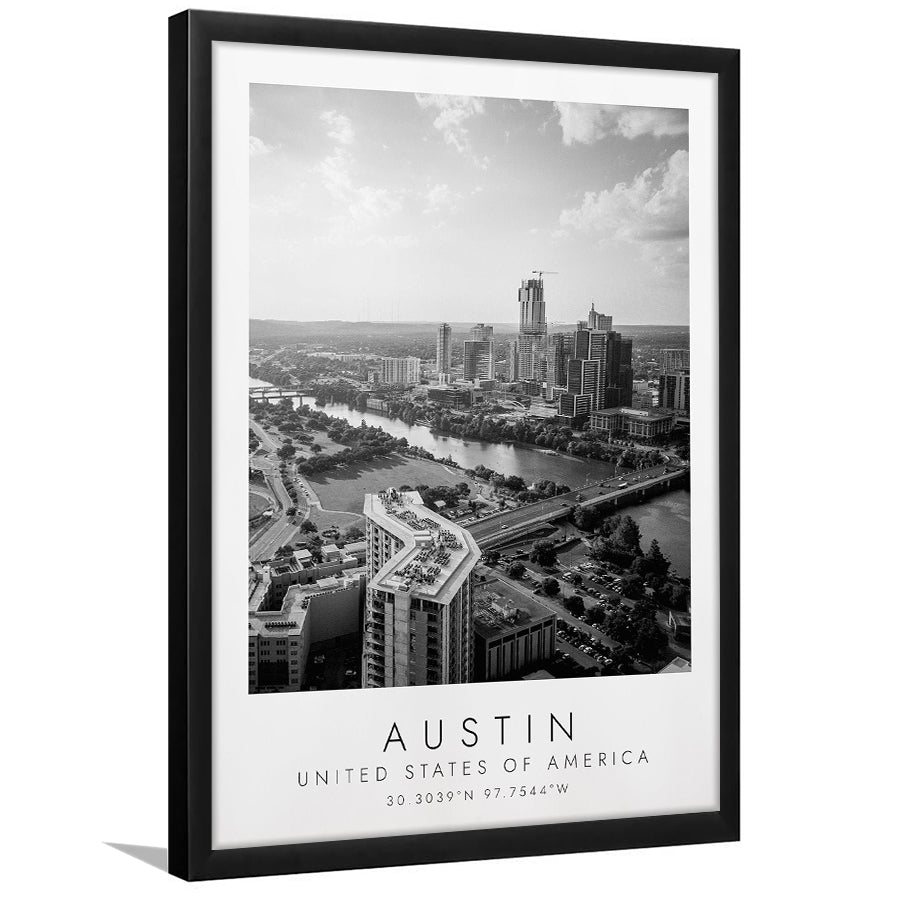 Austin, Usa Black And White Art Framed Art Prints Wall Art Decor, Framed Picture