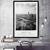 Austin, Usa Black And White Art Framed Art Prints Wall Art Decor, Framed Picture