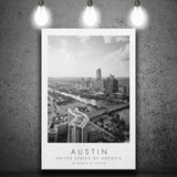 Austin, Usa Black And White Art Canvas Prints Wall Art Home Decor