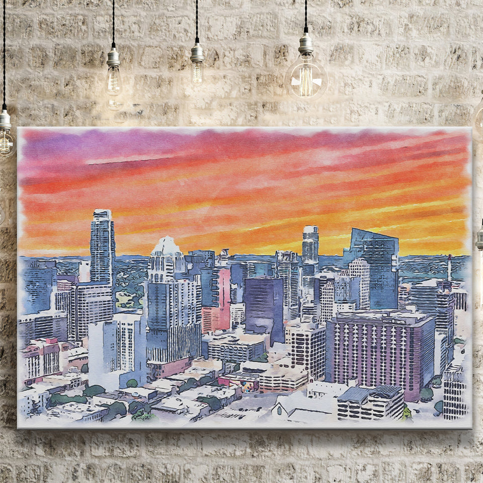 Austin Watercolor Austin Texas, Sport Art Prints Fan Gift, Canvas Prints Wall Art Decor
