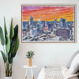 Austin Watercolor Austin Texas, Sport Art Prints Fan Gift, Framed Canvas Prints Wall Art Decor