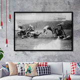 Auto Polo Car Crash Black And White Print, Polo Game Car Crash Framed Art Prints, Wall Art,Home Decor,Framed Picture