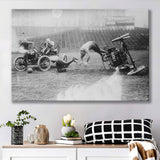Auto Polo Car Crash Black And White Print, Polo Game Car Crash Canvas Prints Wall Art Home Decor