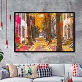 Autumn Alleyway Philadelphia Pennsylvania Usa City Art Watercolor Framed Art Prints Wall Art Decor,Framed Picture