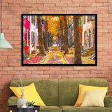 Autumn Alleyway Philadelphia Pennsylvania Usa City Art Watercolor Framed Art Prints Wall Art Decor,Framed Picture