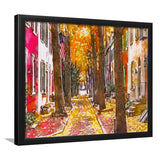 Autumn Alleyway Philadelphia Pennsylvania Usa City Art Watercolor Framed Art Prints Wall Art Decor,Framed Picture