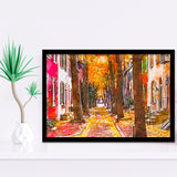 Autumn Alleyway Philadelphia Pennsylvania Usa City Art Watercolor Framed Art Prints Wall Art Decor,Framed Picture