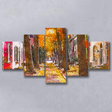 Autumn Alleyway Philadelphia Pennsylvania Usa 5 Pieces Mixed Canvas Prints Wall Art Home Decor