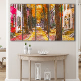 Autumn Alleyway Philadelphia Pennsylvania Usa 5 Pieces Extra Large Canvas Prints Wall Art Home Decor