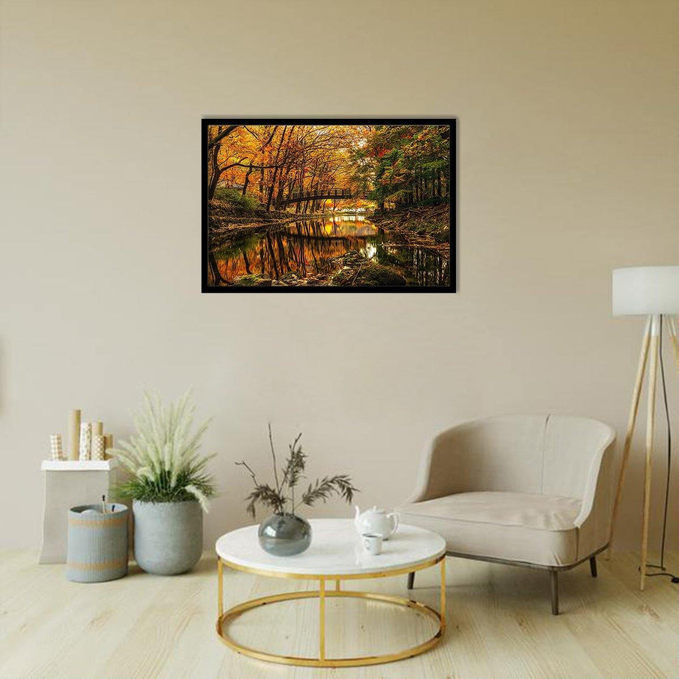 Autumn At The River-Forest art, Art print, Plexiglass Cover
