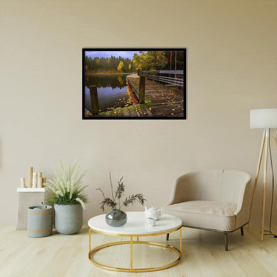 Autumn Day On The Lake-Forest art, Art print, Plexiglass Cover