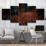 Autumn Forest 1 5 Piece Canvas Prints Wall Art Decor, Multi Panels, Mixed Canvas
