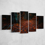 Autumn Forest 1 5 Piece Canvas Prints Wall Art Decor, Multi Panels, Mixed Canvas