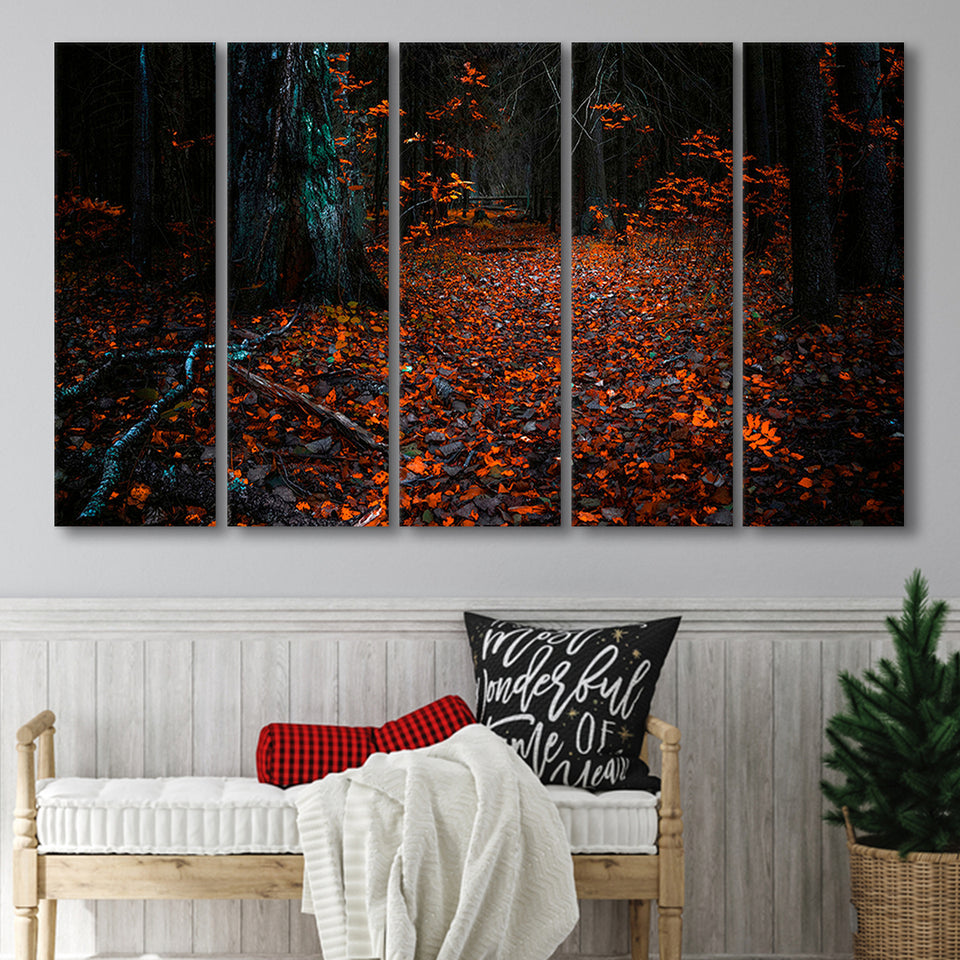 Autumn Forest 1 5 Piece B Canvas Prints Wall Art, Multi Panels,Large Canvas