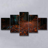 Autumn Forest 1 5 Piece Canvas Prints Wall Art Decor, Multi Panels, Mixed Canvas