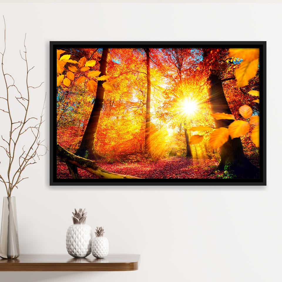 Autumn Forest Framed Canvas Prints Wall Art Decor, Framed Picture, Floating Frame