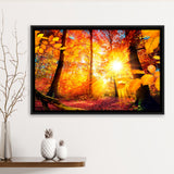 Autumn Forest Framed Canvas Prints Wall Art Decor, Framed Picture, Floating Frame