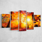 Autumn Forest 5 Piece Canvas Prints Wall Art Decor, Multi Panels, Mixed Canvas