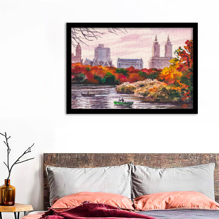 Autumn New York Central Park Framed Wall Art - Framed Prints, Art Prints, Print for Sale, Painting Prints