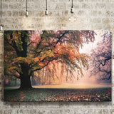 Autumn Oak Tree Nature Foliage Forest Orange Leaves Landscape Canvas Prints Wall Art Decor - Painting Canvas,Home Decor