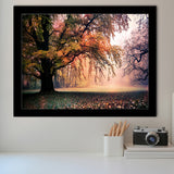 Autumn Oak Tree Nature Foliage Forest Orange Leaves Landscape Framed Art Prints Wall Art Decor, Framed Picture, Home Decor