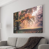 Autumn Oak Tree Nature Foliage Forest Orange Leaves Landscape Canvas Prints Wall Art Decor - Painting Canvas,Home Decor