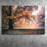 Autumn Oak Tree Nature Foliage Forest Orange Leaves Landscape Canvas Prints Wall Art Decor - Painting Canvas,Home Decor