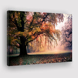 Autumn Oak Tree Nature Foliage Forest Orange Leaves Landscape Canvas Prints Wall Art Decor - Painting Canvas,Home Decor