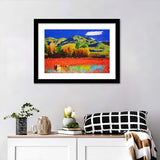 Autumn Landscape With Red Reed Framed Wall Art - Framed Prints, Art Prints, Home Decor, Painting Prints